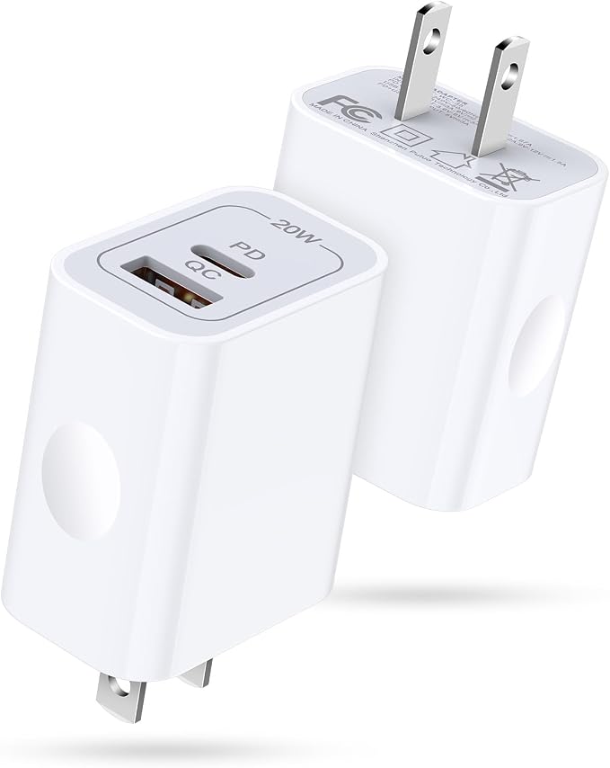 [2-Pack]Pixel 9 Fast Charging Block Type C Android Wall Plug for Google Pixel 10 10 Pro XL 9a 9 Pro XL 8A 8 Pro 7 6 Watch 3/2,20W USB C Wall Charger 2-Port PD Power Adapter+ QC Wall Cube for iPhone 16 by Pukiou