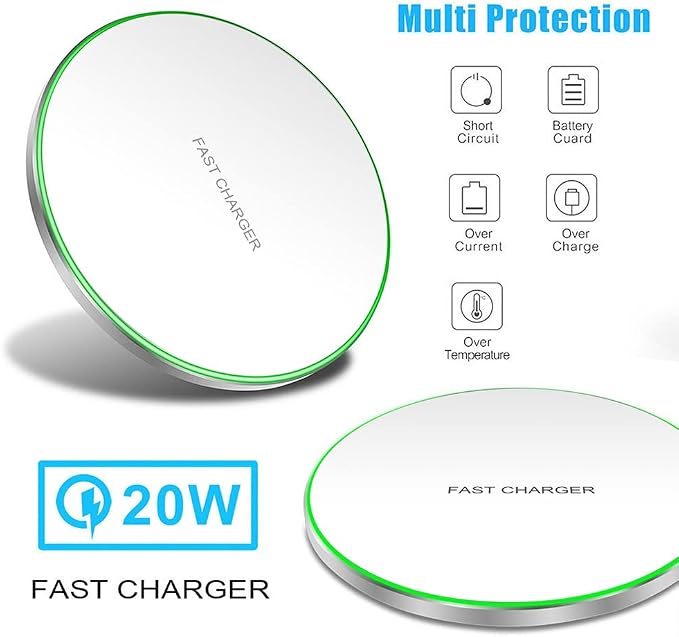 Fast Wireless Charger,20W Max Wireless Charging Induction Pad,White | Metal Frame Ultra Slim Design,[20W SUPER Fast Charging] Compatible with iPhone 17-11/Airpods,Samsung Galaxy/Buds,LG/Pixel - Image 3
