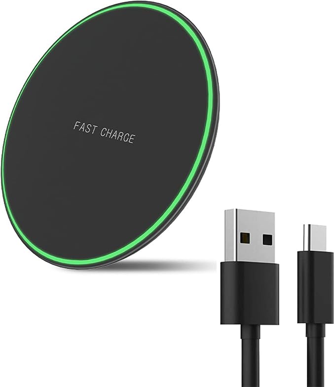 Wireless Charger for Samsung Galaxy S24/S24+S23/S23+/S22/S22+/S21/S20/S20+/S10/S9+/S9/S8/S8+/S7/Note10/Note9/Note8, 15W Wireless Charging Pad with USB-C for Samsung & iPhone Black(No AC Adapter) by oHonncLy
