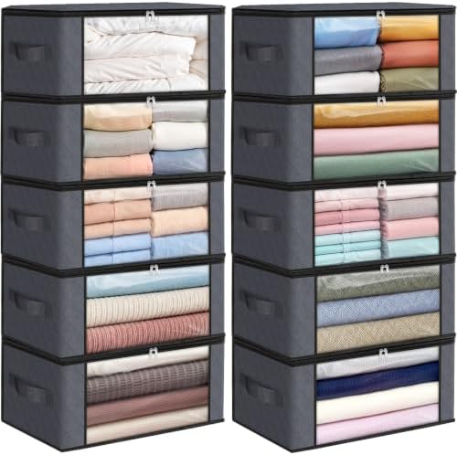 Fab totes 35L Closet Organizers, Foldable Under Bed Storage Containers | Storage Bags with Zippers,Window and Handles for Organizing Bedroom, Closet, Clothing,Organization with Handle by Fabtotes