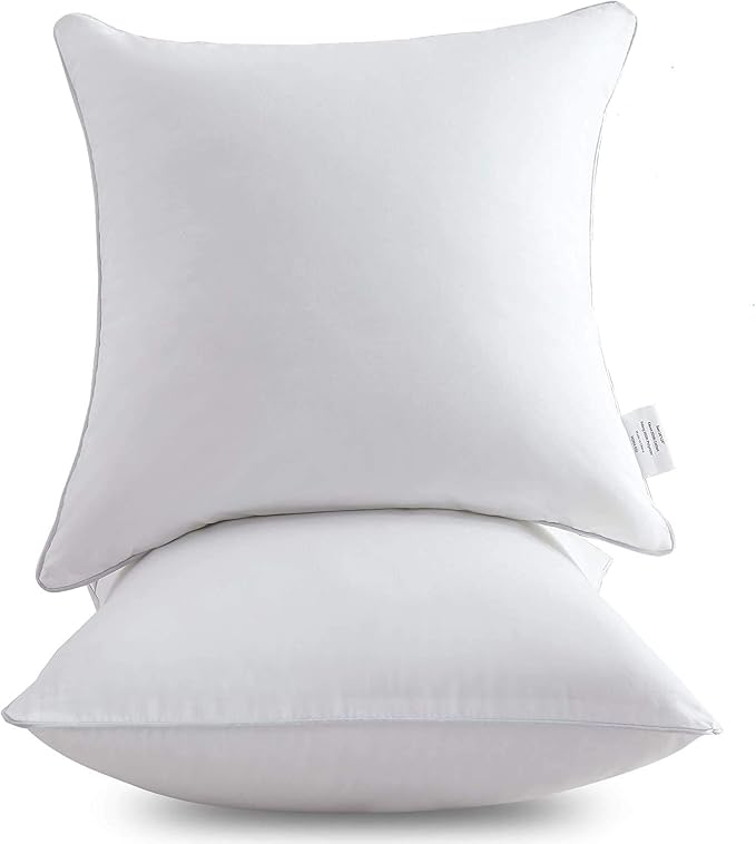 Oubonun 24x24 Square Pillow Inserts (Set of 2) - 100% Cotton Cover - Decorative Interior Sofa Pillow Pair - White - Image 9