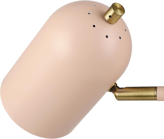 Globe Electric 30290 19" 2-Light Desk Lamp, Matte Pink, Brass Accents, 2.1A USB Port, On/Off Rotary Switch on Each Shade, Reading Light, Dorm Room Essentials, Lamps for Living-Room, Office Décor - Image 7