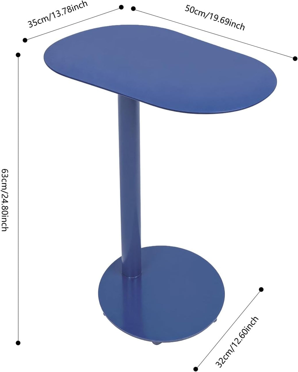 Metal C-Shaped Side Table, Modern End Table for Couch Sofa Bed Small Coffee Drink Tables 25" Height for Home Office Cafe - Image 2