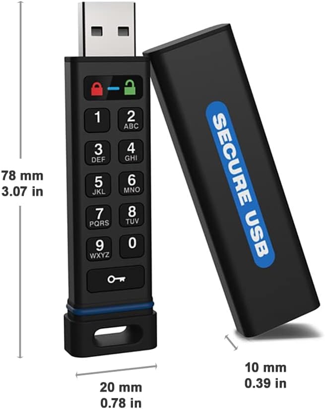 SecureData SecureUSB KP 256GB Hardware Encrypted USB Drive FIPS 140-2 Level 3 Unlock via Keypad TAA Compliant, CJIS, HIPAA, CMMC, GDPR Compliant, Works with Mac USB 3.0 - Image 9