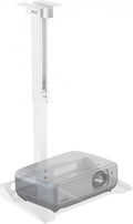 WALI Projector Ceiling Mount Tray, Height Adjustable Wall Mount Holder for Projectors, Hidden Cable Management, Fits Projectors up to 22lbs, 13.7" x 8.6" Platform, White (PM-005-W) by WALI