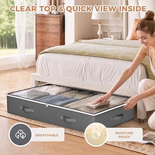 Budding Joy Under Bed Storage Containers, Storage Bins with Clear Lids | Underbed Storage Bags for Blankets, Towels, Comforter, Sweaters, Linen Sheets, Wrapping Paper - Image 6