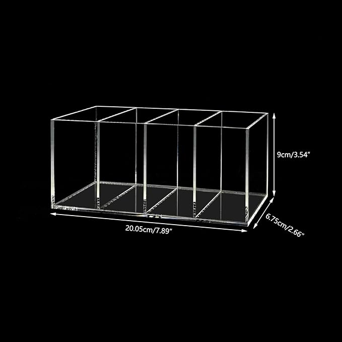 HSYMQ Acrylic Pen Holder 4 Compartments Clear Pencil Holder Organizer Makeup Brush Holder - Image 6