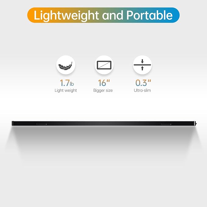 Anyuse 16" QHD USB-C HDMI HDR Portable Monitor | 16" QHD 2.5K IPS HDR, smart cover+speakers, USB-C/HDMI, plug&play, for PC/Mac/Phone/PS5/Xbox/Switch. - Image 5