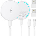 MagSafe Charger 2 Pack 15W Magnetic Wireless Charger Fast Charging Pad | With two 4.2FT USB-C cables and two USB-A to USB-C adapters, compatible with iPhone 17/16/15/14/13/12 and AirPods 4/3/2/Pro by Qntry