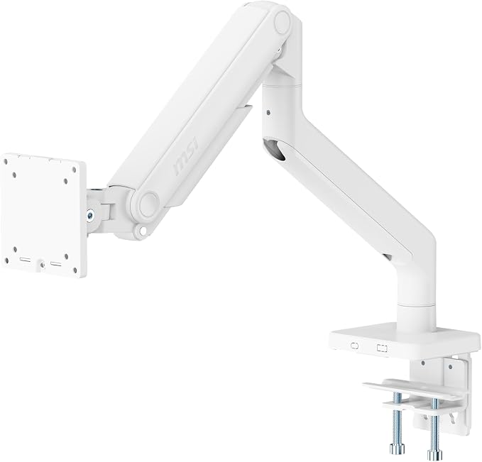 MSI MAG MT201W - Premium Heavy Duty Single Monitor Stand Arm, Supports 17-49" and 44 lbs, VESA Compatible, Adjustable Spring Assisted Mount, Clamp & Grommet, Quick Release Plate - Black by Unknown