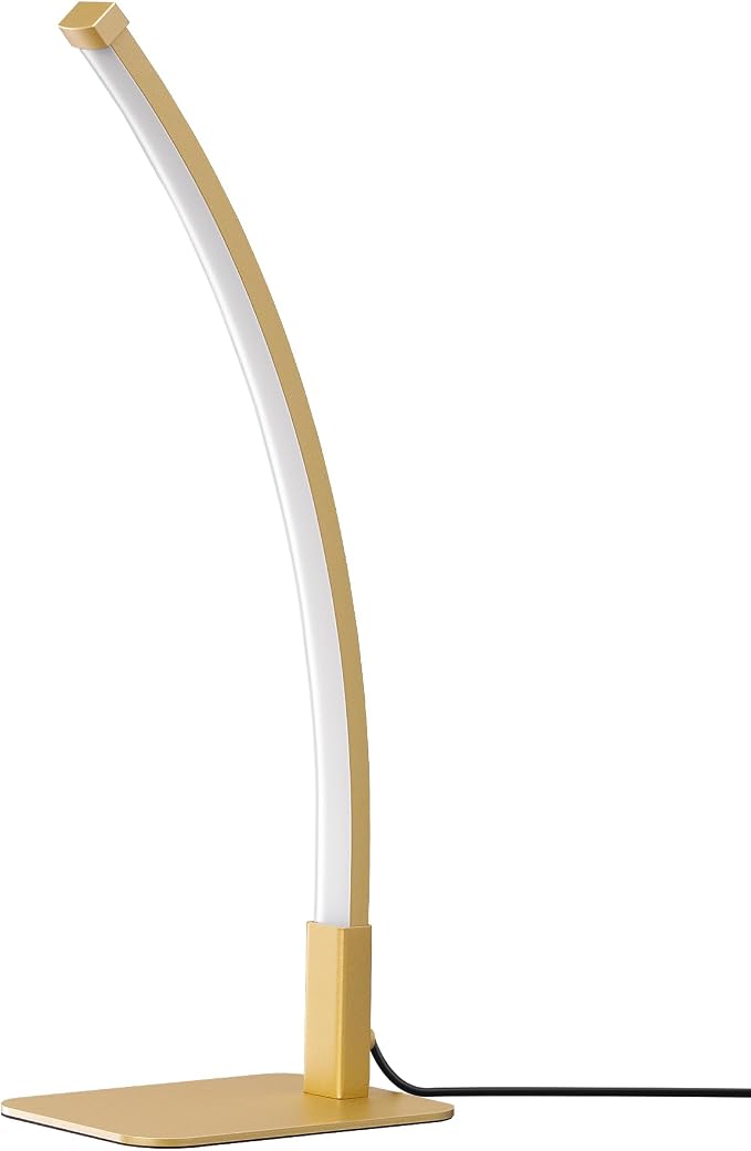 EDISHINE Curved LED Table Lamps for Living Room, Modern Bedside Lamp, Gold | 3 Color Temperature & Stepless Dimming, Aluminum & Iron, Silicone Lampshade, Ideal for Living Room, Office - Image 8