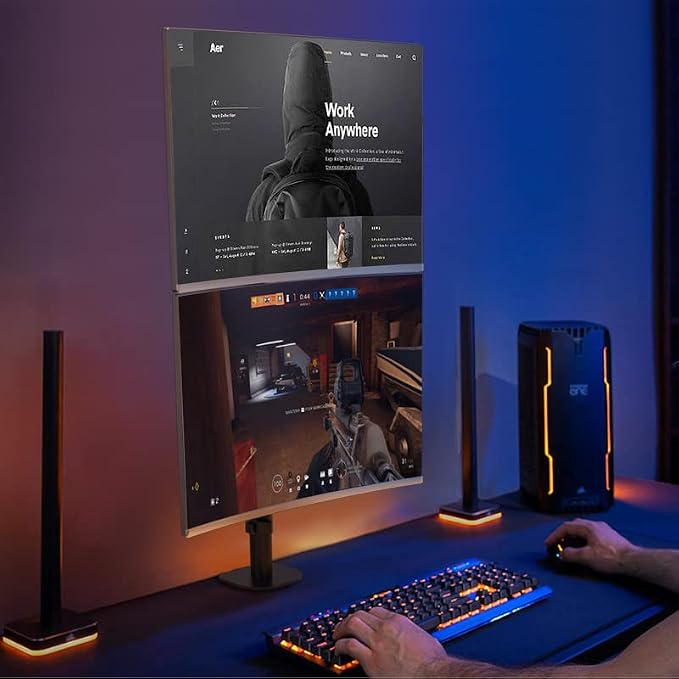 Pholiten Tall Vertically Stacked Dual Monitor Desk Mount Stand | Extra Tall 31 Inch Monitor Stand, Fully Adjustable Monitor arm for 13-32 Inch LCD Screen, Holds up to 22lbs - Image 6