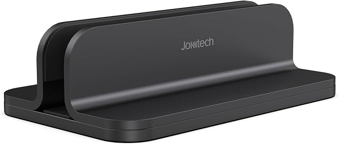 Aluminum Laptop Vertical Stand Organizer, Sturdy Laptop Computer Holder Desktop Stand Compatible with new Retina Apple MacBook Pro/Air/Neo, Mac mini & iPad Pro - Black by Jokitech