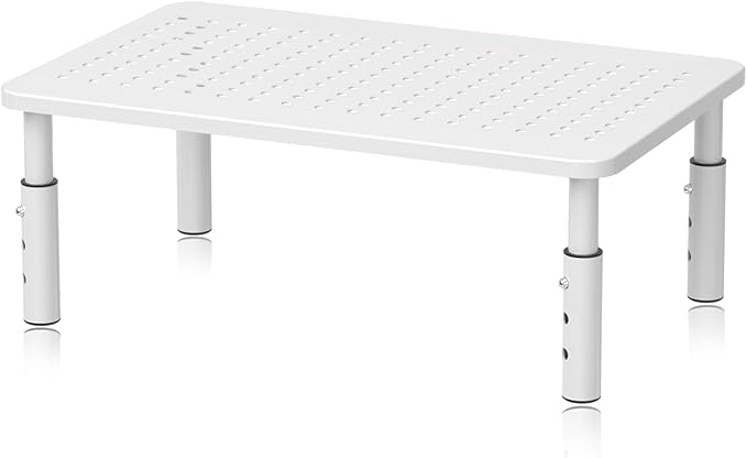 Monitor Stand Riser, Metal Computer Stand, 3 Height Adjustable Screen Riser with Mesh Platform for PS4, Laptop, Printer, Notebook and All Flat Screen, Holds Up to 20KG,White by Bracwiser