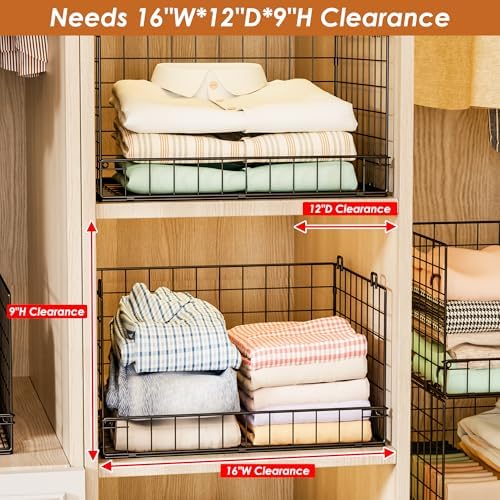 Yociyoga 3-Tier Stackable Closet Organizers and Storage Shelves, Foldable Closet Shelf Organizer, Stackable Storage Bins Drawers for Closet Organizer System, Black(Patent No. 30022416) - Image 2