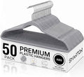 SMARTOR Plastic Hangers 50 Pack, Thin Hangers with 360° Swivel Hook | Non-Velvet Hanger Heavy Duty Clothes Holders for Closet - Durable Adult Hanger, Space Saving Hangars - Gray by Smartor