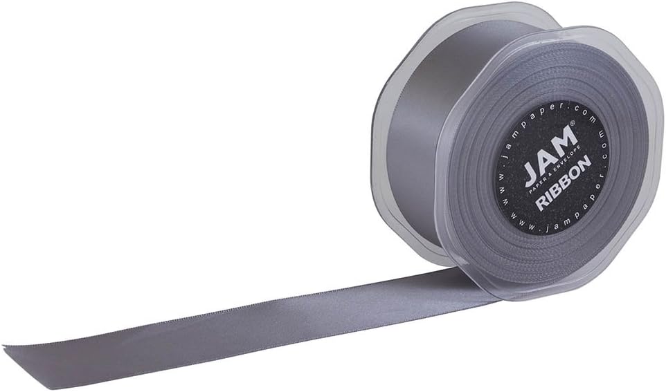 JAM PAPER Double Faced Satin Ribbon - 1 1/2 Inch Wide x 25 Yards - Silver - Sold Individually by JAM Paper