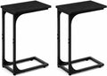 TEMI C Shaped End Table for Couch, Set of 2 Small Side Table for Sofa, TV Tray for Eating or Laptop, Accent Desk for Chair, Space Saving for Living Room Bedroom, Black by TEMI