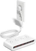 Power Strip with USB C 35W,10-in-1 Flat Plug Wall Charger - 5FT Extension Cord with 4AC, 3 USB A & 3 USB C - PD20W Charging Station for Multiple Devices - Travel Home Office (White) by VPSUN