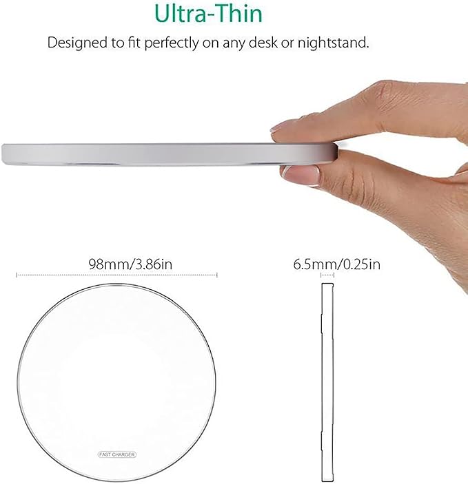 Fast Wireless Charger,20W Max Wireless Charging Induction Pad,White | Metal Frame Ultra Slim Design,[20W SUPER Fast Charging] Compatible with iPhone 17-11/Airpods,Samsung Galaxy/Buds,LG/Pixel - Image 8