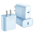 3Pack iPhone 17/16/15 Charge Block,USB C Charger, Blue Charger Adapter Plug | Quick Fast Charger PD Adapter Plug 20W Power Delivery TypeC Fast Charging Block for iPhone 17/16/15/14/13/12,iPadPro/Air/Mini by DelTucci