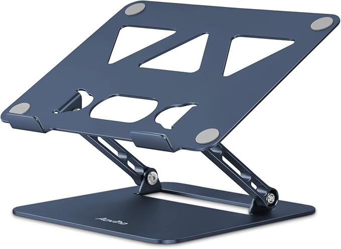 Aoviho Adjustable Laptop Stand for Desk,Portable Laptop Stand Holder and Riser,Foldable Aluminum Notebook Computer Stands for MacBook Air Pro HP Lenovo Dell Samsung Chromebook, 10-15.6 inch,Navy Blue by Aoviho