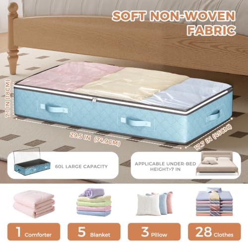 Budding Joy 4 Pack Under bed Storage, Storage Bins with Clear Lids | Underbed Storage Bags for Blankets, Towels, Comforter, Sweaters, Linen Sheets, Wrapping Paper - Image 3