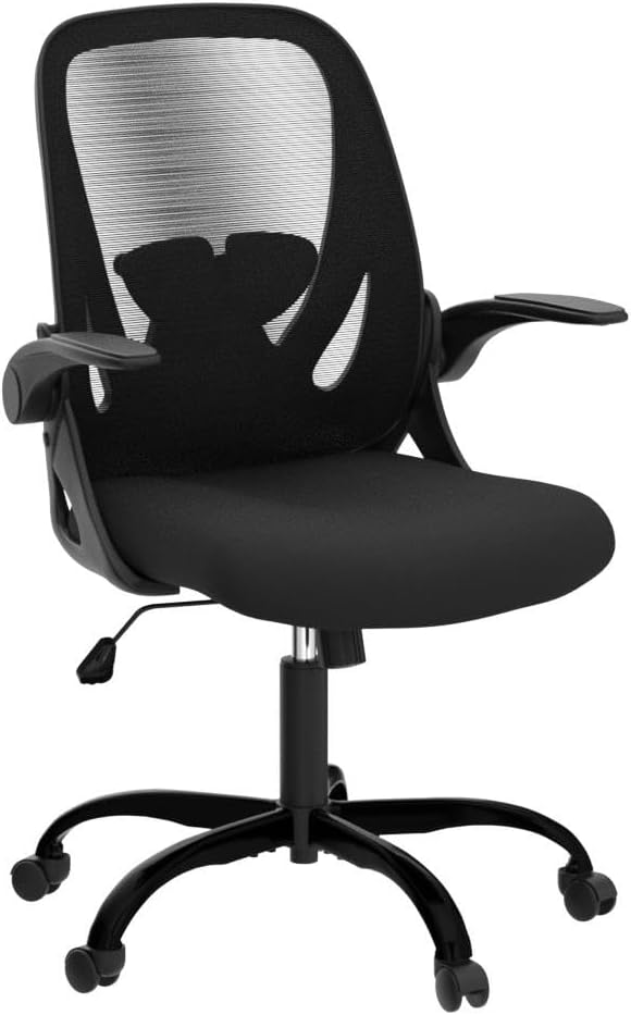 Office Chair Ergonomic Desk Chair with Flip up Armrests Swivel Breathable Desk Mesh Computer Chair with Adjustable Lumbar Support and Height for Conference Room (Black) - Image 5
