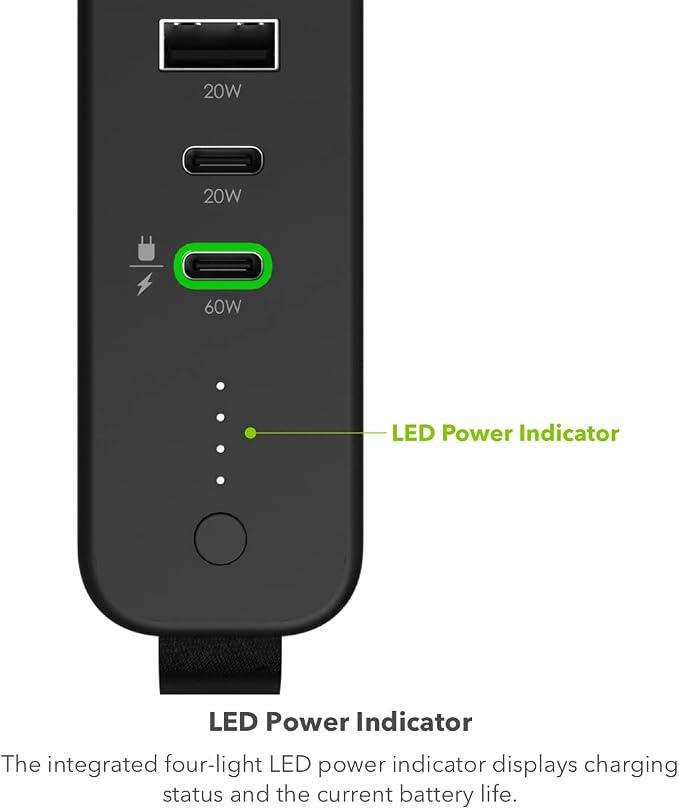 mophie powerstation pro AC (2023)-27,000 mAh External Battery compatbile With MacBook&iPad Portable PD battery with 100W of AC&60W USB-C Fast Charge integrated carry strap-USB-C cable included, Black - Image 8