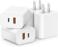 [4 Pack] 20W USB C Charger Block Fast Charging Multiport Adapter | PD 20W USB-C & QC 3.0 USB-A dual ports, compact travel charger for iPhone 17/16/15/14/13/12/11/X, iPad, Galaxy, Google & more by CXX