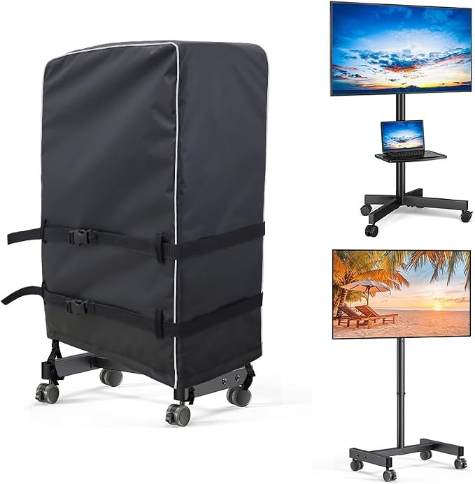 70-75 Inch Windproof Outdoor TV Trolley Cover, Heavy Duty Oxford Weatherproof Dustproof Cover for Mobile Rolling TV Stand(70''L x15''W x 57''H) by phpanly