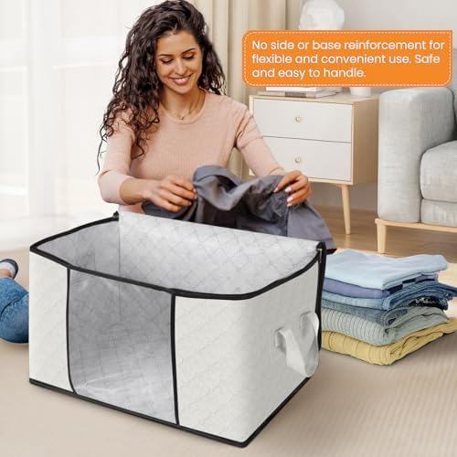 Fab totes 6 Pack Storage Bags for Clothes Blanket Storage Bins with Lids | Foldable Closet Organizers with Zippers,Window and Handles,Fabric Storage Bins for Sweater,Comforter,Bedding,Dorm essentials - Image 3