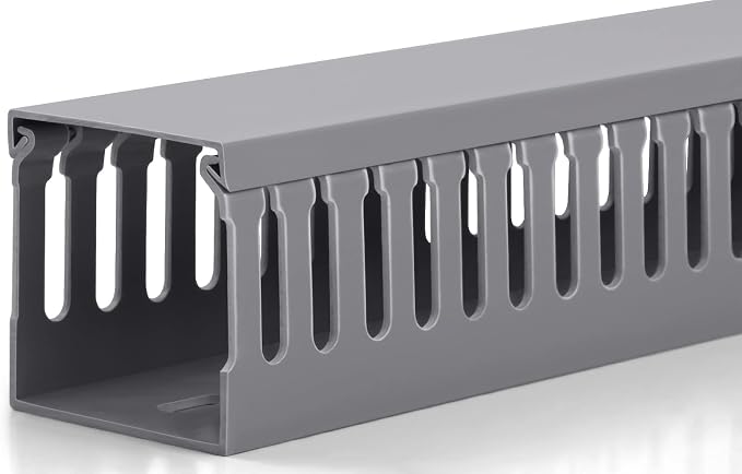 ZhiYo 3" H x 3" W Cable Raceway, Under Desk Wire Management Channel Grey | Slotted Wire Duct, 2 Pack(3.3ft Each), Heavy-Duty PVC Cable Management for Server Racks, Network Cables & Electrical Cabinets by ZhiYo