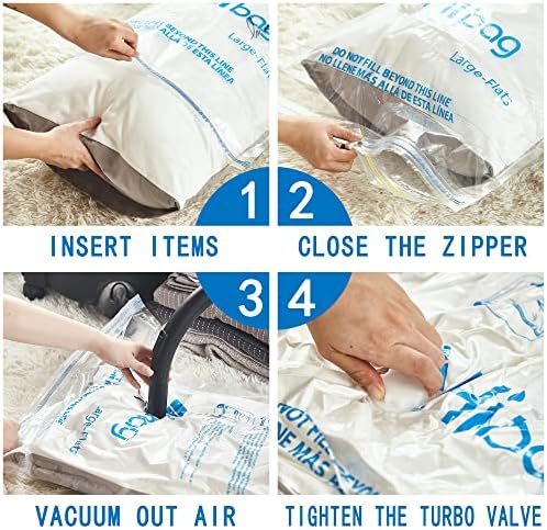 Vacuum Storage Bags, Space Saver Vacuum Seal Storage Bags 20-Pack Sealer Bags for Clothes, Clothing, Bedding, Comforter, Blanket (20C) | Various Size, Airtight Triple Seal, Save 80% Space, Hand Pump, Work with Vacuum, Double Zip, Reusable, Easy to Use - Image 5