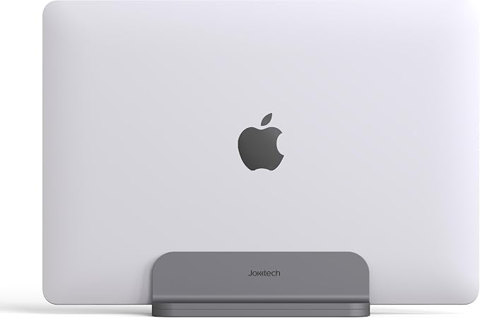 Aluminum Laptop Vertical Stand Organizer, Sturdy Laptop Computer Holder Desktop Stand Compatible with new Retina Apple MacBook Pro/Air/Neo, Mac mini & iPad Pro - Spacegrey - Image 6