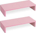 TEAMIX 2 Pack Pink Monitor Riser-20L inch, Cute Monitor Stand for Desk, Wood Sturdy TV/Screen/PC/Printer/Laptop Riser, Computer Shelf with Storage Desktop Organizer for Home Office by TEAMIX