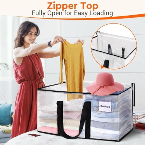 BlissTotes Moving Bags, 93L 8-Pack Storage Bags, Moving Boxes | Moving Box Heavy Duty Extra Large, Moving Totes with Zipper, Large Packing Bag with Reinforced Handles, Packaging Moving - Image 3