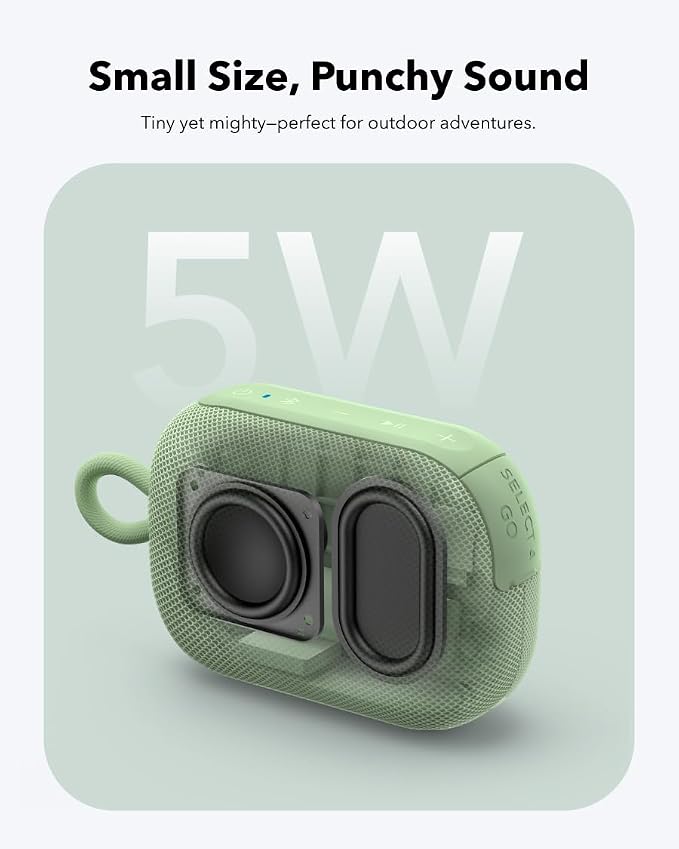 Soundcore Select 4 Go Bluetooth Shower Speaker by Anker, IP67 | 20H Playtime, Floatable, Dustproof, Ultra-Portable Bluetooth Speaker, Powerful Sound, Ideal for Outdoors/Home/Travel-Green - Image 3