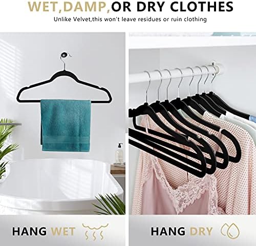 50 Pack Slim Plastic Clothes Hangers, Black | 17.7 in adult size, 0.2 in profile, non-velvet ABS, anti-slip grooves, Closets/dorms/laundry - Image 5
