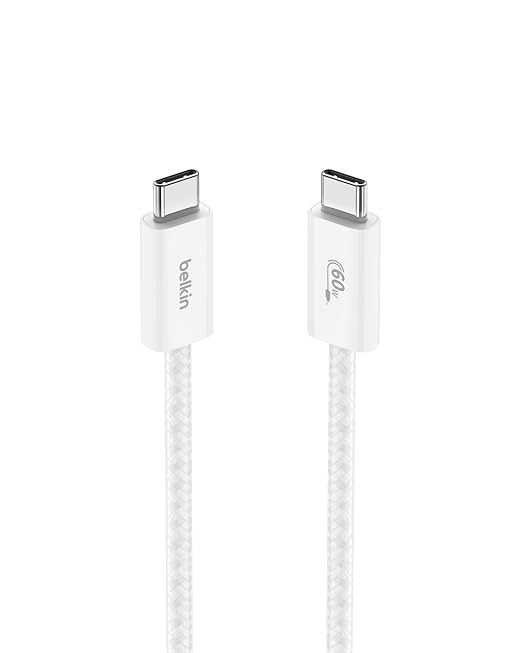 Belkin USB C to USB C 60W Braided Cable 3.3ft iPhone Charger Cord | iPhone 15/16/17, Samsung Galaxy S26, Pixel 10, Airpods, iPad, Nintendo Switch 2, MacBook, Steam Deck, Travel, Chromebook by Unknown