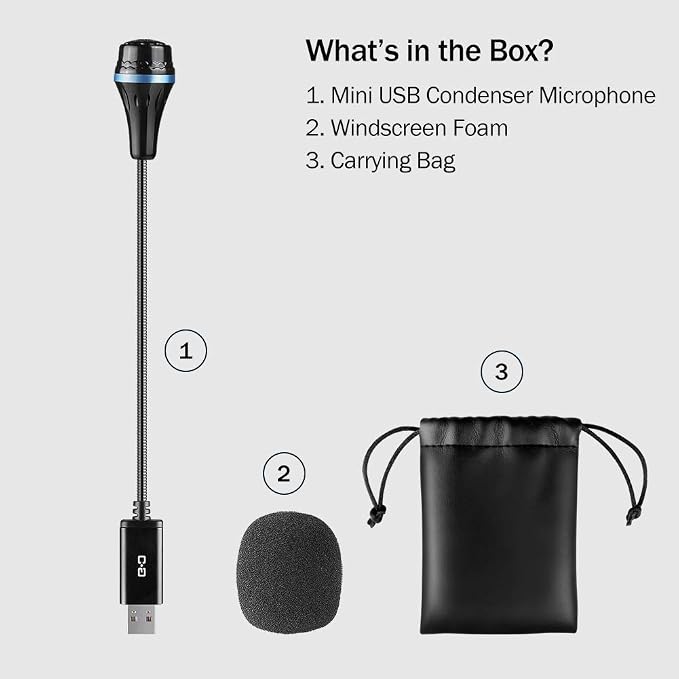 Mini USB Microphone for Laptop and Desktop Computer, with Gooseneck & Universal USB Sound Card, Compatible with PC and Mac, Plug & Play, Ideal Condenser Mic for Remote Work, Online Class | Universal USB Sound Card, Plug & Play, Flexible Gooseneck, Idea... - Image 7