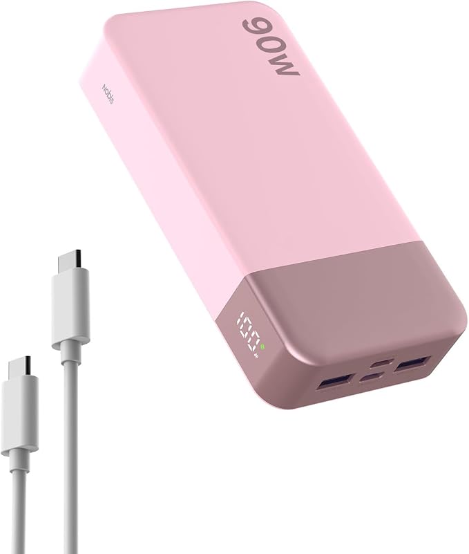 NOBIS Portable Charger 20000mAh 90W Laptop Power Bank | 2C+2A USB-C Fast Charging Battery Pack with LED Display for Laptops, Tablets, Steam Deck & Phones by NobisPowerbank