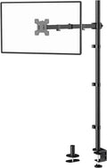 WALI Single Monitor Stand Desk Mount, Tall Monitor Stand Fully Adjustable with 39” Height Pole, Articulating Arm for Computer Screen up to 38 inch, 22lbs (M001XXL), Black by WALI