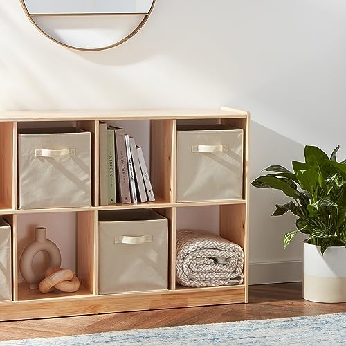 Amazon Basics Collapsible Fabric Storage Cube Bins Organizer with Handles for Organization and Organizing Solution, 13"x13"x13", Beige, 6-Pack - Image 6