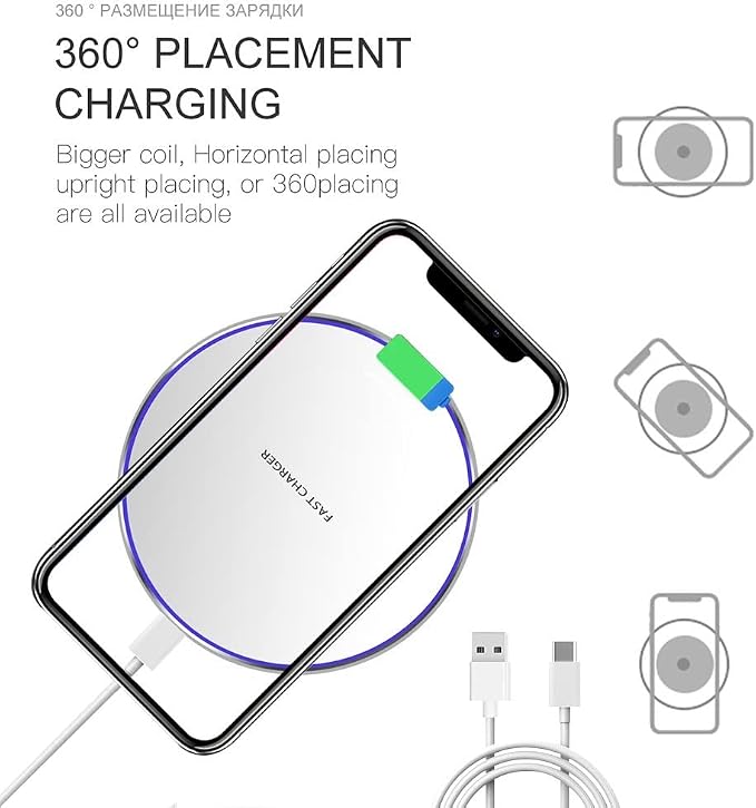 Fast Wireless Charger,20W Max Wireless Charging Induction Pad,White | Metal Frame Ultra Slim Design,[20W SUPER Fast Charging] Compatible with iPhone 17-11/Airpods,Samsung Galaxy/Buds,LG/Pixel - Image 6