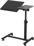 TigerDad Overbed Bedside Desk Mobile Rolling Laptop Stand Tilting Overbed Table with Wheels Height Adjustable Tray Table for Laptop Bed Sofa Side Table, Home & Hospital Use (Black) by TigerDad