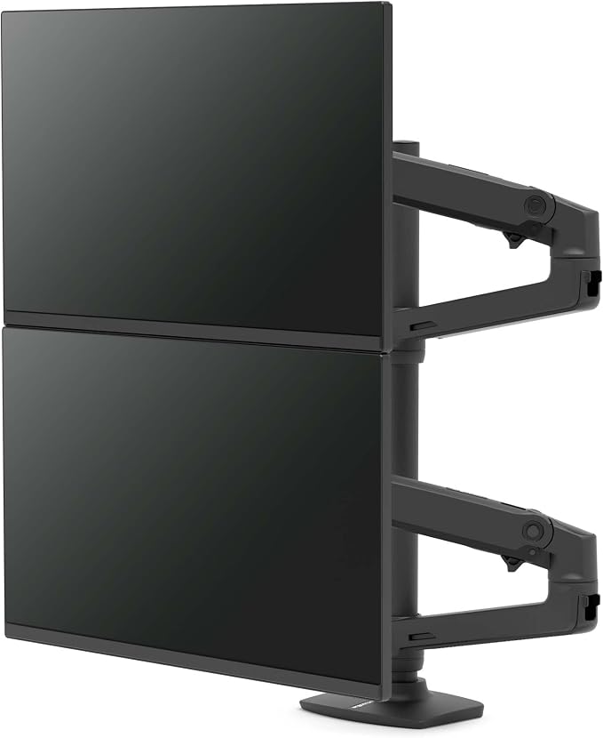 Ergotron – LX Vertical Stacking Dual Monitor Arm, VESA Desk Mount – for 2 Monitors Up to 40 Inches, 7 to 22 lbs Each – Tall Pole, Matte Black - Image 3