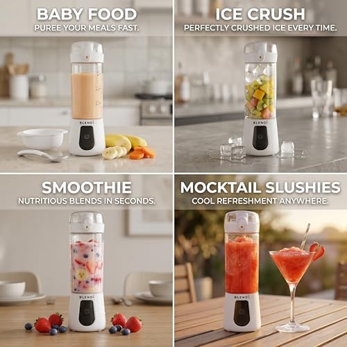 BLENDi Pro+ Portable Blender (17.5oz, White) – Powerful Ice Crushing 120W Motor, USB-C Rechargeable, Cordless Personal Blender Smoothies & Shakes – BPA-Free, Travel-Friendly - Image 3