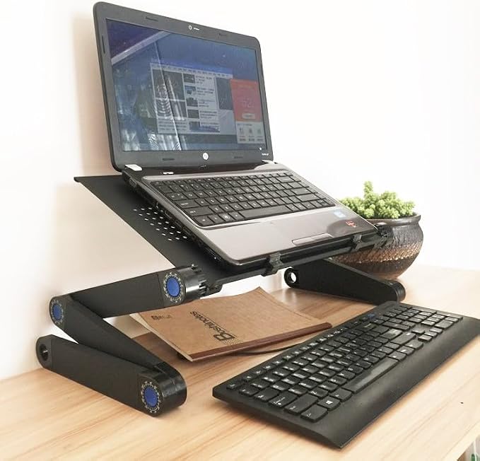 Adjustable Lap Desk Laptop Computer Portable Multifunctional Ergonomic Vented Table Stand Tray Mount Holder(420 * 260mm with Mouse Pad, Black) - Image 3