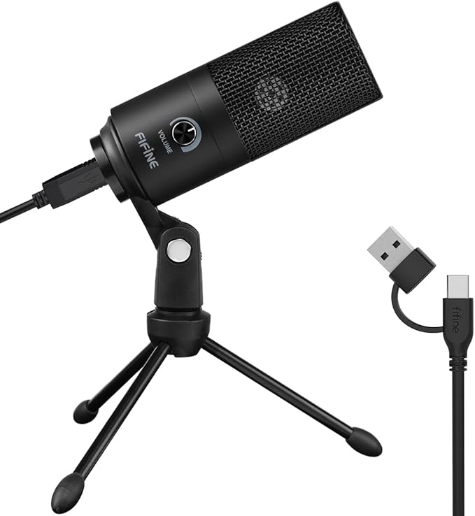 FIFINE K669B USB Microphone, Condenser Recording Mic for Vocals, Meeting | Metal Cardioid Laptop Mic for MAC OS, Windows, Voice Overs, Streaming, Online Meeting and YouTube Videos by FIFINE